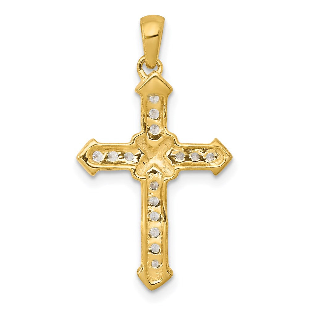 Million Charms 14K Yellow Gold Themed Passion Diamond Relgious Cross Pendant