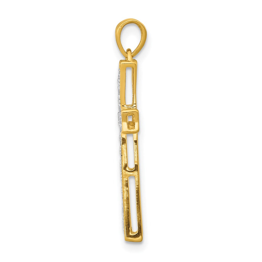 Million Charms 14K Yellow Gold Themed Diamond Relgious Cross Pendant