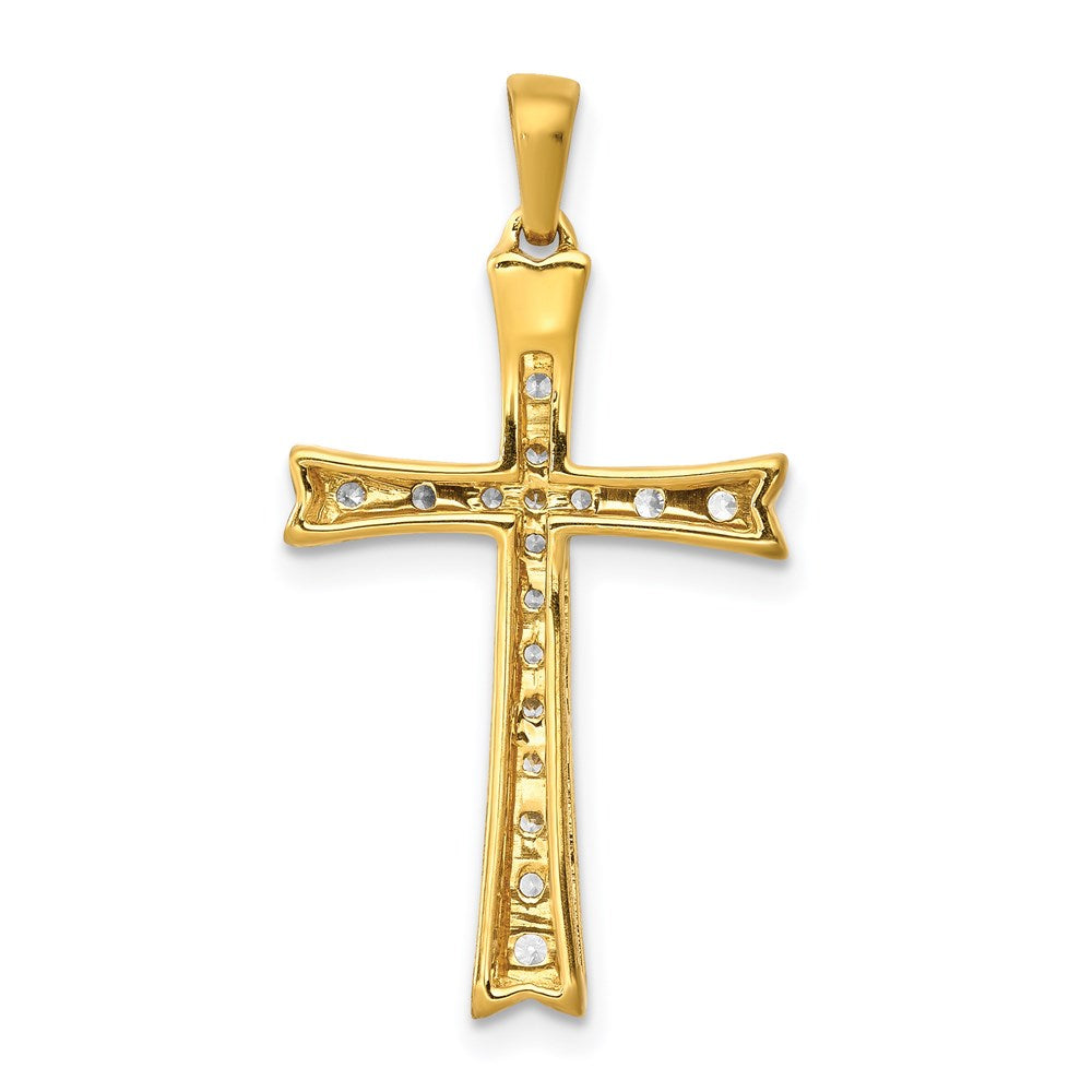 Million Charms 14K Yellow Gold Themed Diamond Relgious Cross Pendant