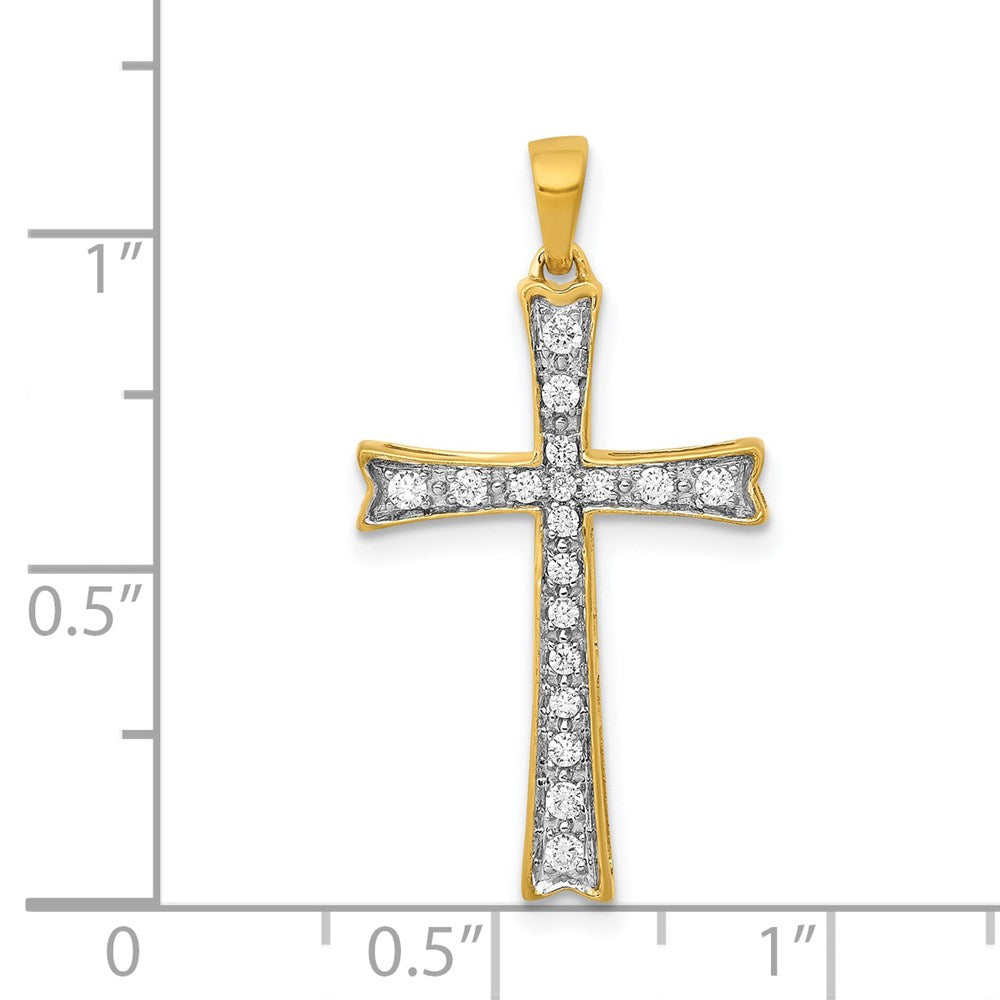 Million Charms 14K Yellow Gold Themed Diamond Relgious Cross Pendant