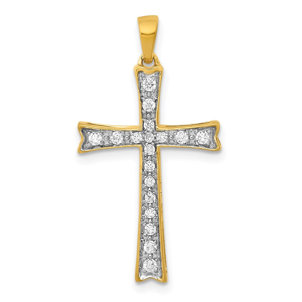 Million Charms 14K Yellow Gold Themed Diamond Relgious Cross Pendant