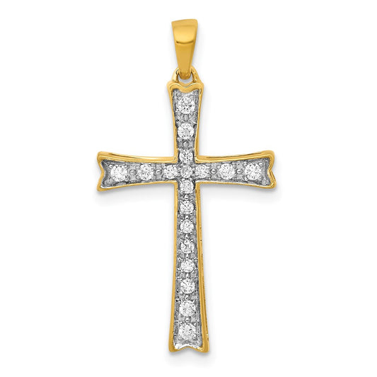 Million Charms 14K Yellow Gold Themed Diamond Relgious Cross Pendant