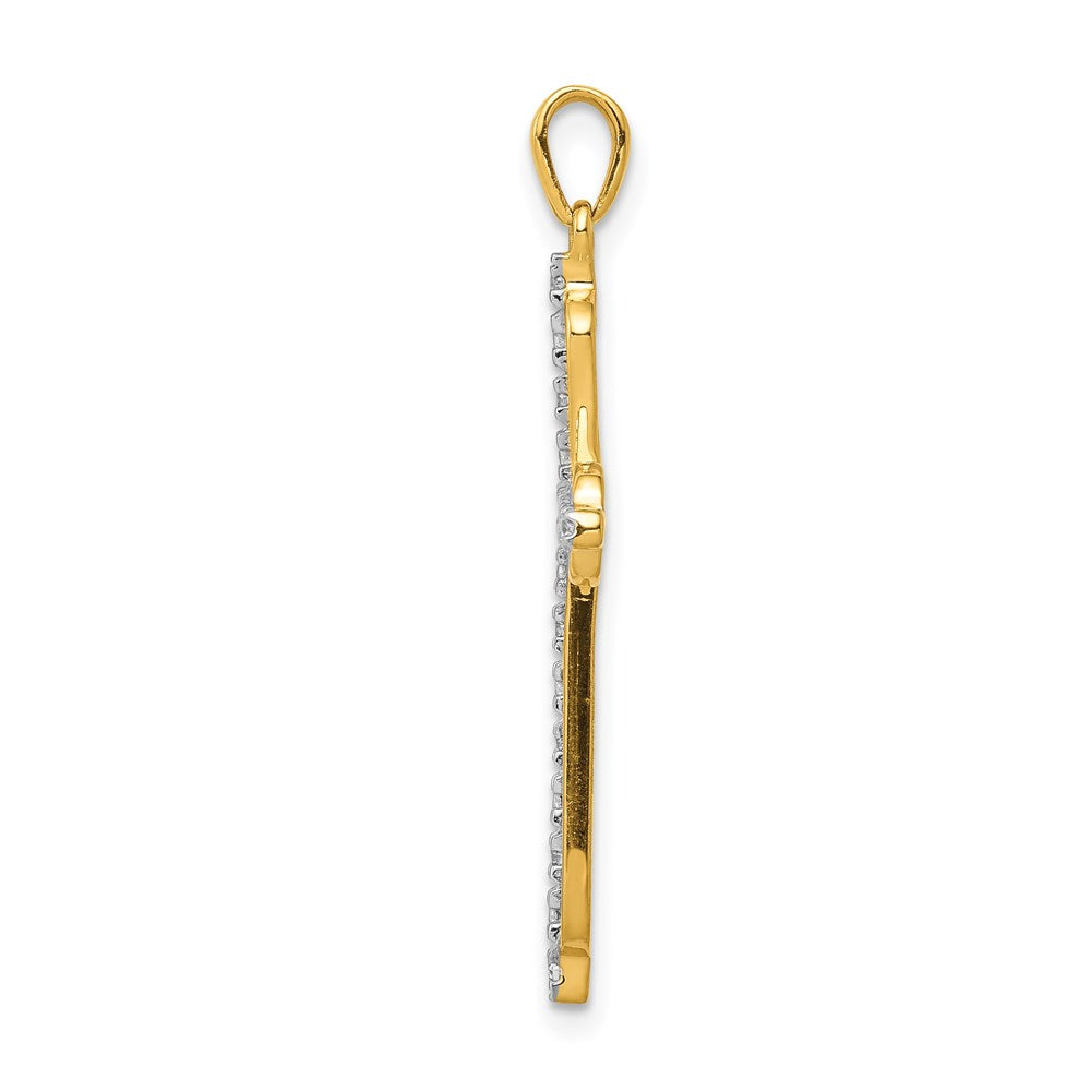Million Charms 14K Yellow Gold Themed Diamond Relgious Cross Pendant