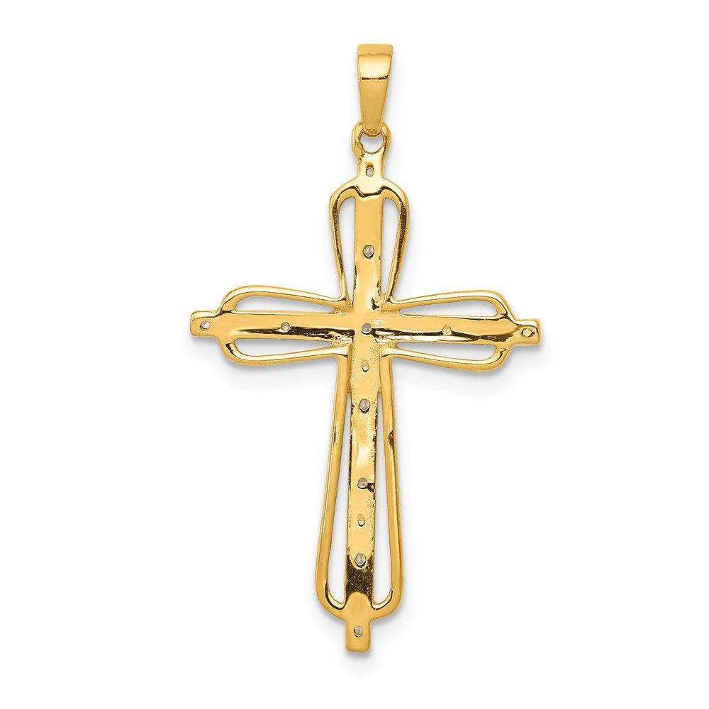 Million Charms 14K Yellow Gold Themed Diamond Relgious Cross Pendant