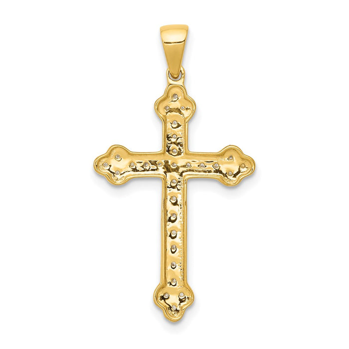 Million Charms 14K Yellow Gold Themed, Rhodium-plated Diamond Relgious Cross Pendant