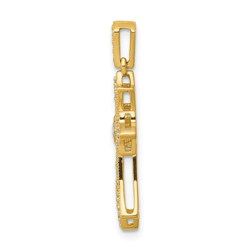 Million Charms 14K Yellow Gold Themed Diamond Relgious Cross Pendant
