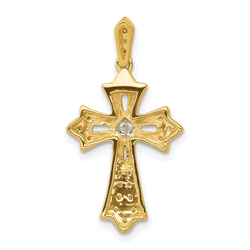 Million Charms 14K Yellow Gold Themed Diamond Relgious Cross Pendant
