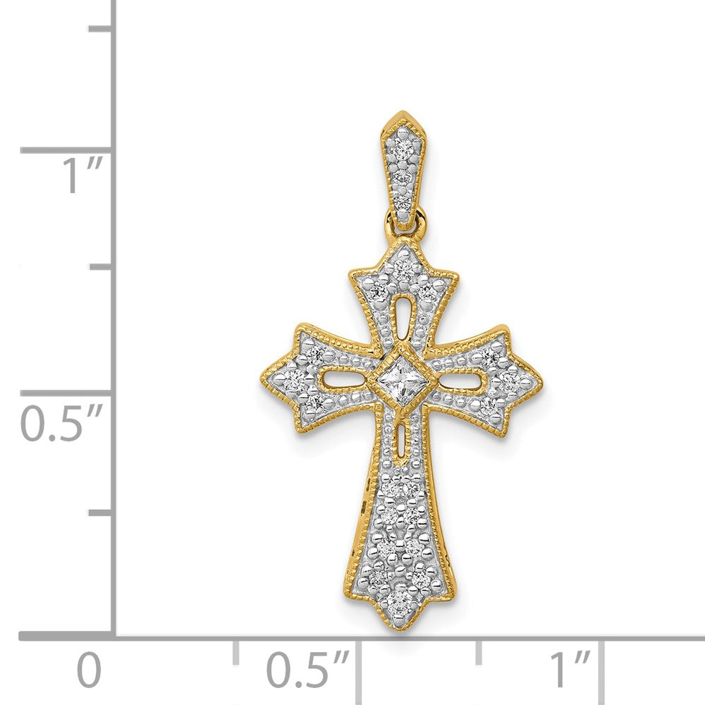Million Charms 14K Yellow Gold Themed Diamond Relgious Cross Pendant