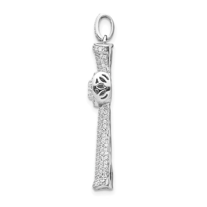 Million Charms 14K White Gold Themed Diamond Relgious Cross Pendant