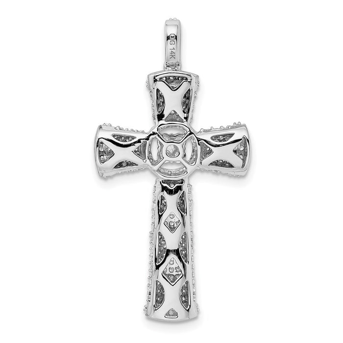 Million Charms 14K White Gold Themed Diamond Relgious Cross Pendant