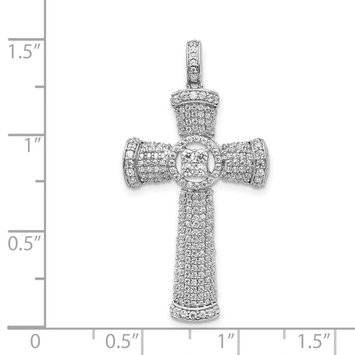 Million Charms 14K White Gold Themed Diamond Relgious Cross Pendant