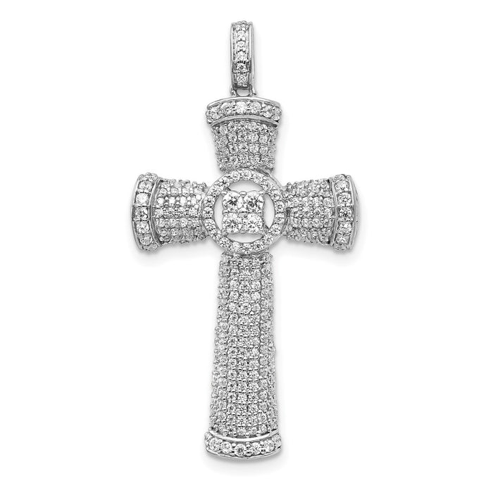 Million Charms 14K White Gold Themed Diamond Relgious Cross Pendant