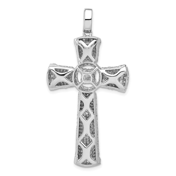 Million Charms 14K White Gold Themed Diamond Relgious Cross Pendant