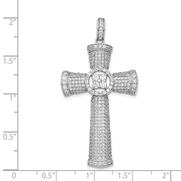 Million Charms 14K White Gold Themed Diamond Relgious Cross Pendant