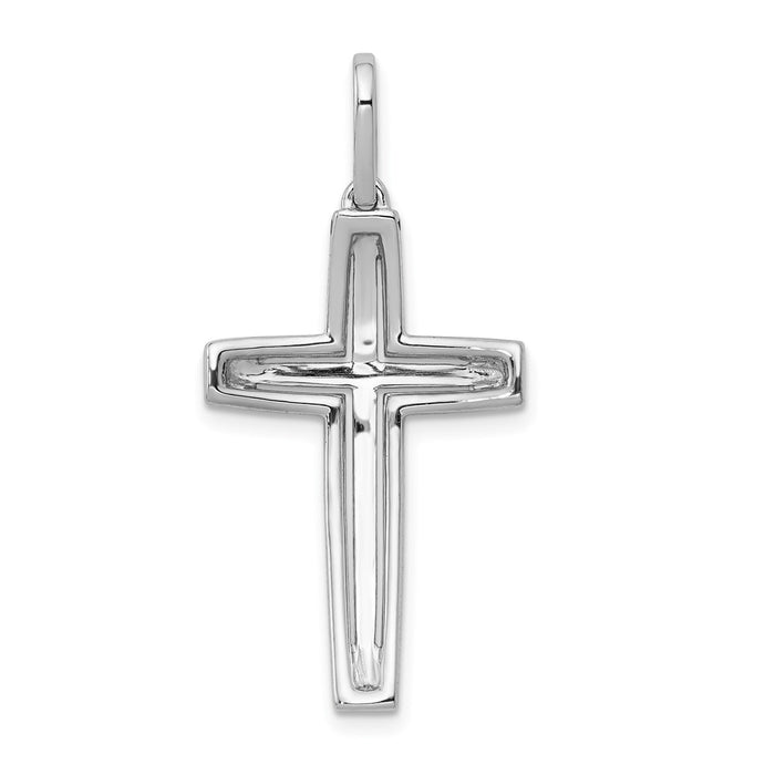 Million Charms 14K White Gold Themed Diamond Relgious Cross Pendant