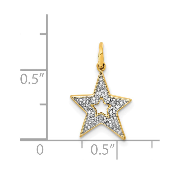 Million Charms 14K Yellow Gold Themed Diamond Star Charm