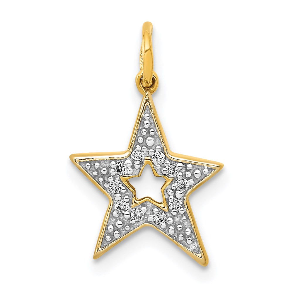 Million Charms 14K Yellow Gold Themed Diamond Star Charm