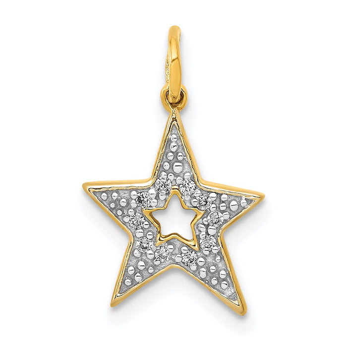 Million Charms 14K Yellow Gold Themed Diamond Star Charm