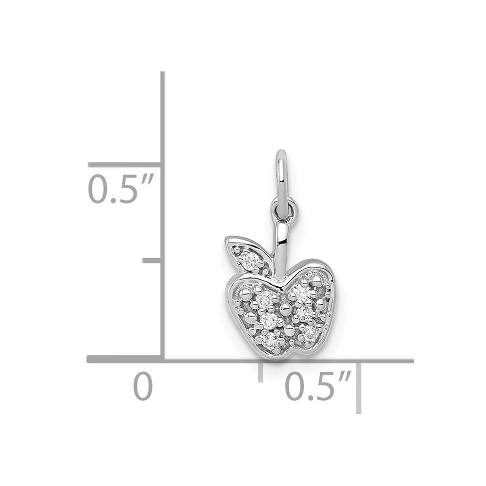Million Charms 14K White Gold Themed Diamond Apple Charm
