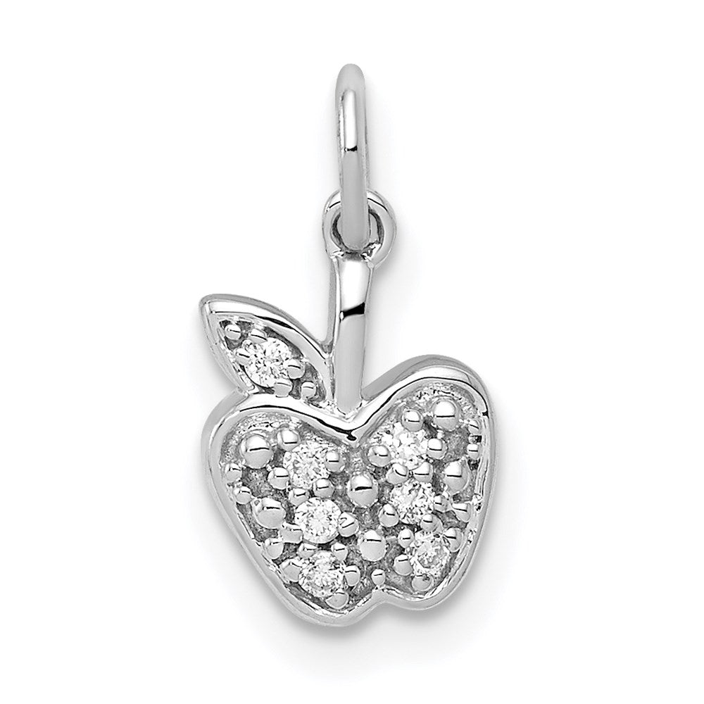 Million Charms 14K White Gold Themed Diamond Apple Charm