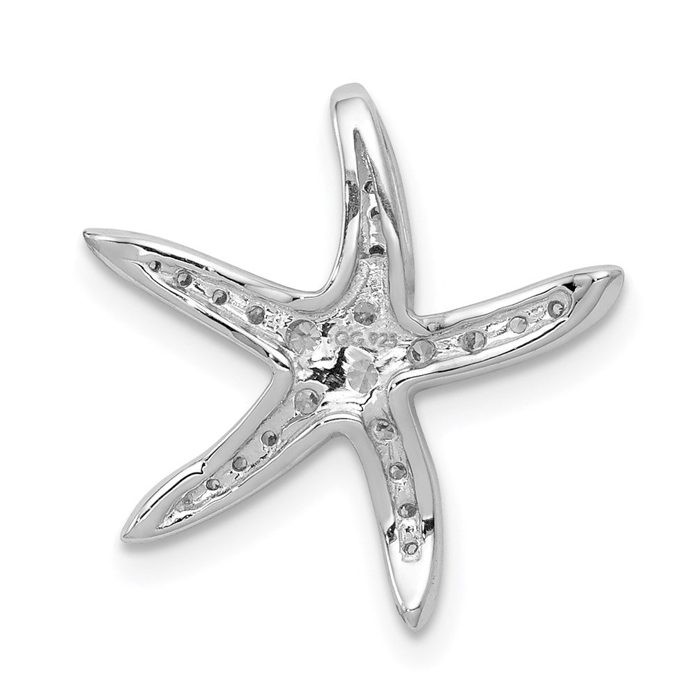 Million Charms 14K White Gold Themed Diamond Nautical Starfish Chain Slide Pendant