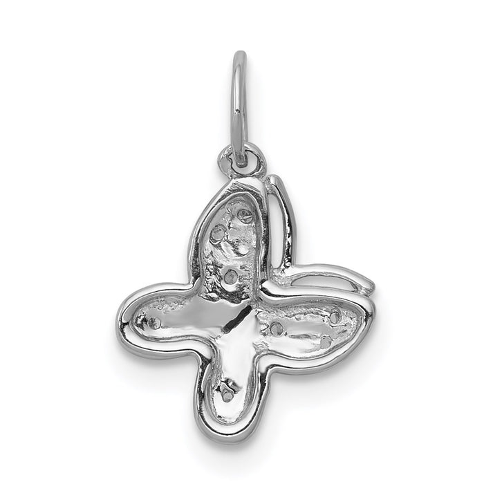 Million Charms 14K White Gold Themed Diamond Butterfly Charm