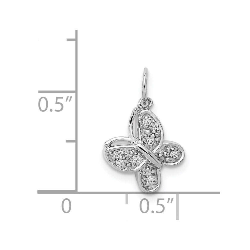 Million Charms 14K White Gold Themed Diamond Butterfly Charm