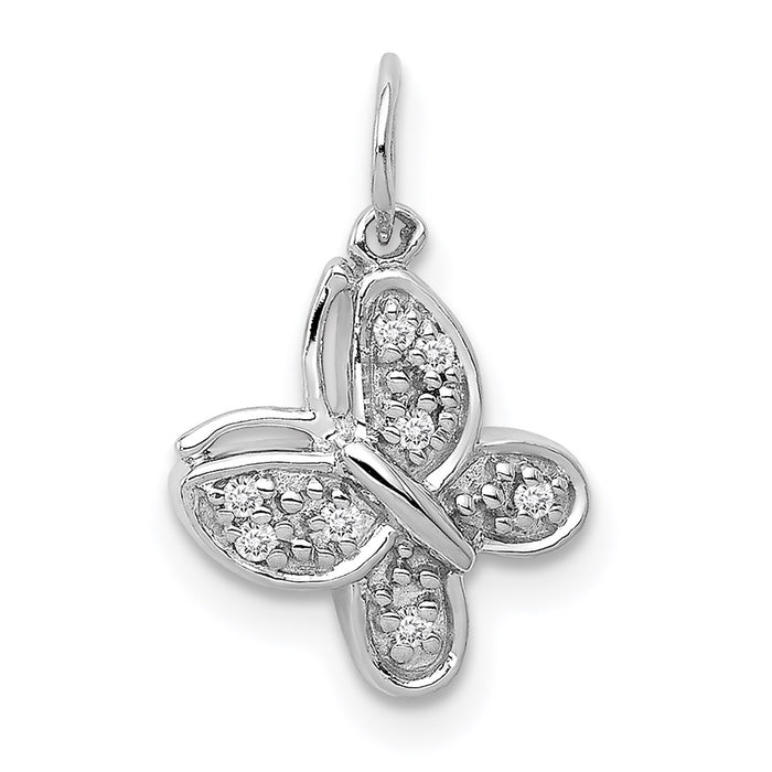 Million Charms 14K White Gold Themed Diamond Butterfly Charm