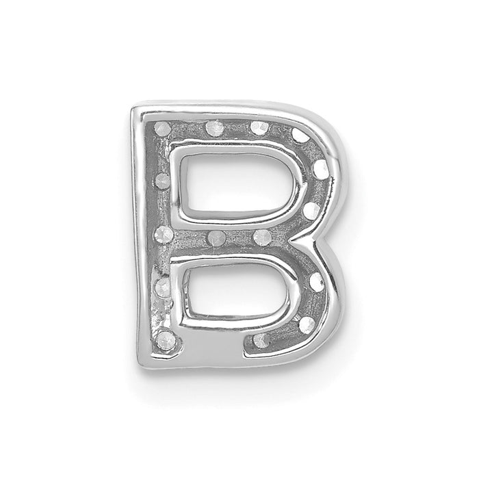 Million Charms 14K White Gold Themed Diamond Alphabet Letter Initial B Charm