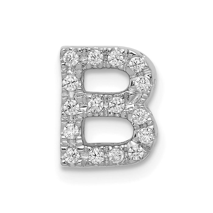 Million Charms 14K White Gold Themed Diamond Alphabet Letter Initial B Charm