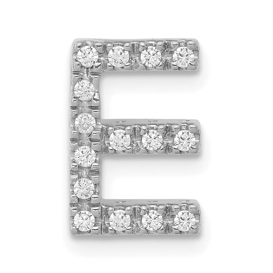Million Charms 14K White Gold Themed Diamond Alphabet Letter Initial E Charm