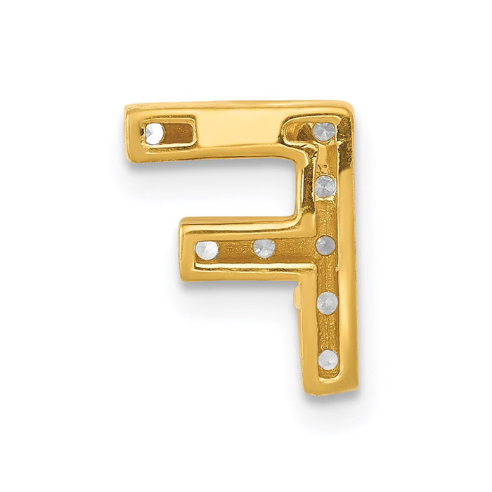 Million Charms 14K Yellow Gold Themed Diamond Alphabet Letter Initial F Charm