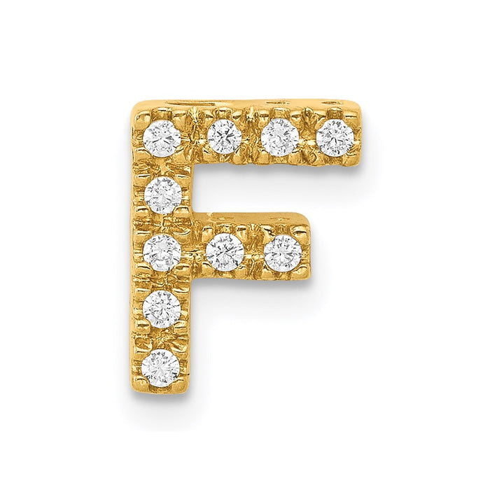 Million Charms 14K Yellow Gold Themed Diamond Alphabet Letter Initial F Charm