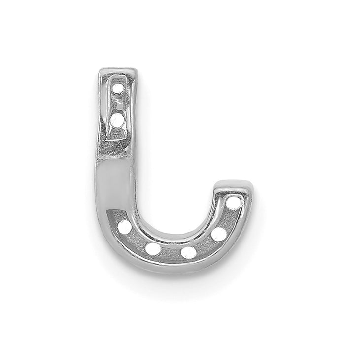 Million Charms 14K White Gold Themed Diamond Alphabet Letter Initial J Charm