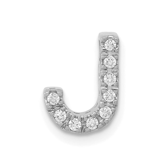 Million Charms 14K White Gold Themed Diamond Alphabet Letter Initial J Charm