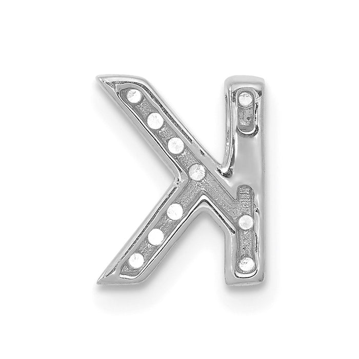 Million Charms 14K White Gold Themed Diamond Alphabet Letter Initial K Charm