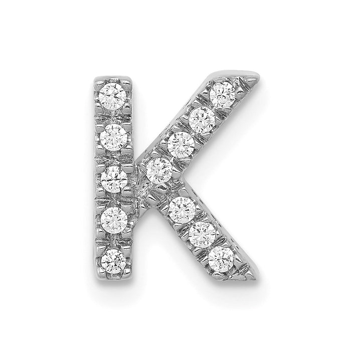 Million Charms 14K White Gold Themed Diamond Alphabet Letter Initial K Charm