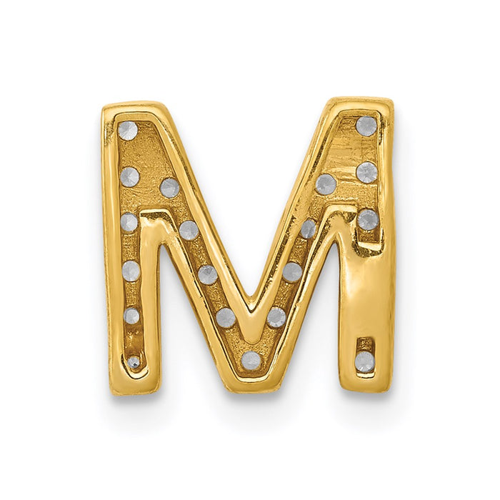 Million Charms 14K Yellow Gold Themed Diamond Alphabet Letter Initial M Charm