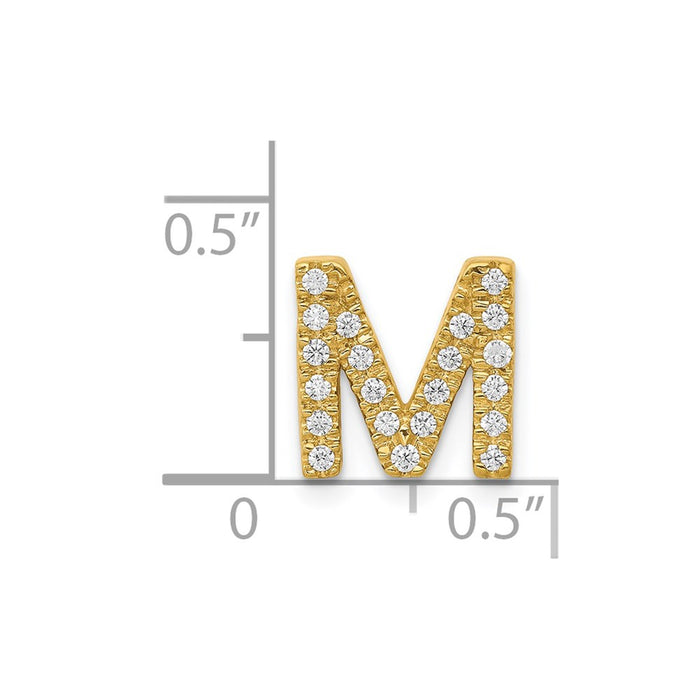 Million Charms 14K Yellow Gold Themed Diamond Alphabet Letter Initial M Charm