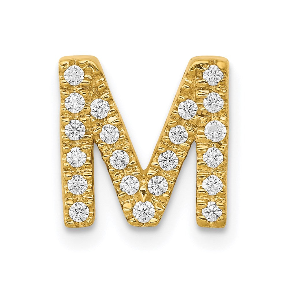 Million Charms 14K Yellow Gold Themed Diamond Alphabet Letter Initial M Charm