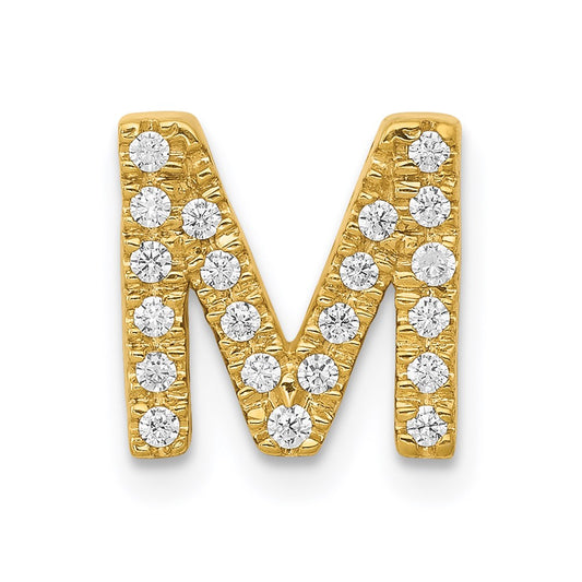 Million Charms 14K Yellow Gold Themed Diamond Alphabet Letter Initial M Charm