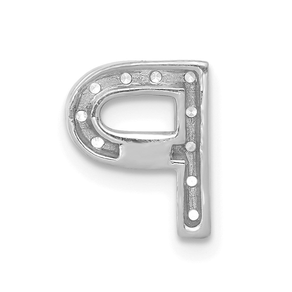 Million Charms 14K White Gold Themed Diamond Alphabet Letter Initial P Charm
