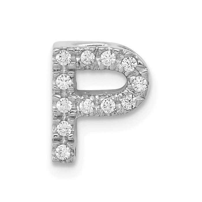 Million Charms 14K White Gold Themed Diamond Alphabet Letter Initial P Charm