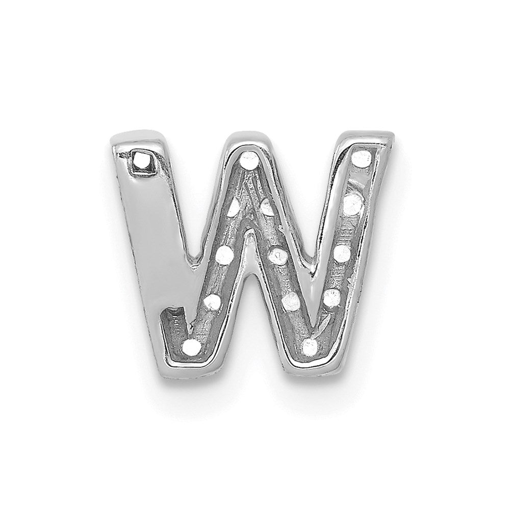 Million Charms 14K White Gold Themed Diamond Alphabet Letter Initial W Charm