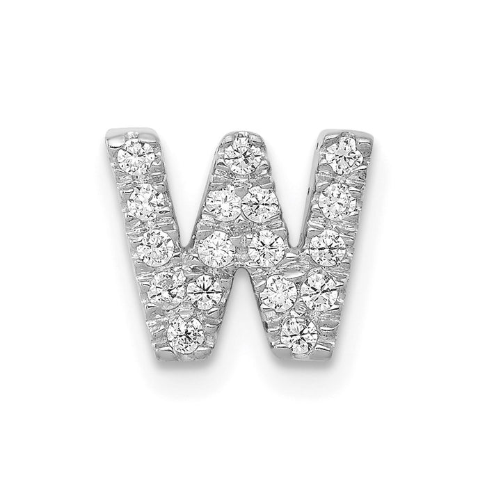 Million Charms 14K White Gold Themed Diamond Alphabet Letter Initial W Charm