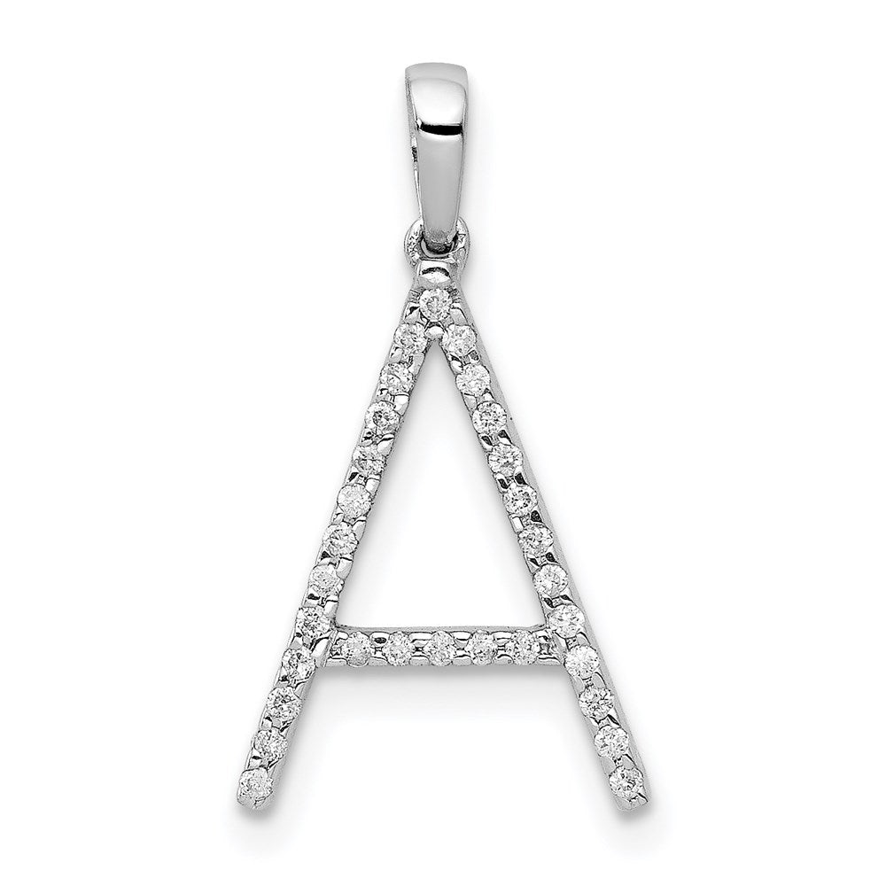 Million Charms 14K White Gold Themed Diamond Alphabet Letter Initial A Pendant