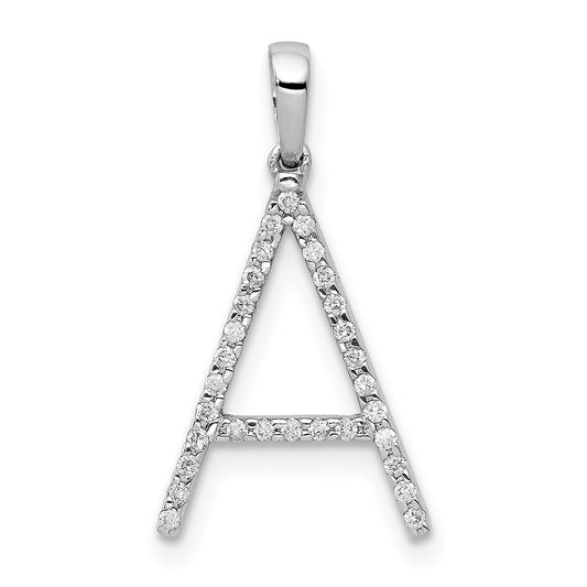 Million Charms 14K White Gold Themed Diamond Alphabet Letter Initial A Pendant