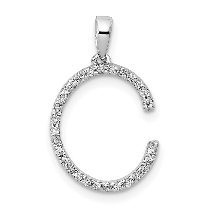 Million Charms 14K White Gold Themed Diamond Alphabet Letter Initial C Pendant