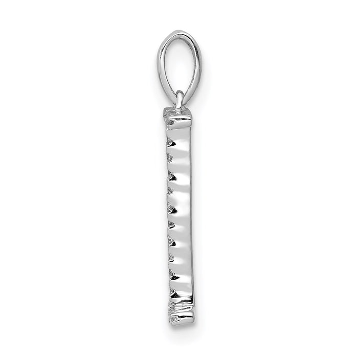 Million Charms 14K White Gold Themed Diamond Alphabet Letter Initial I Pendant