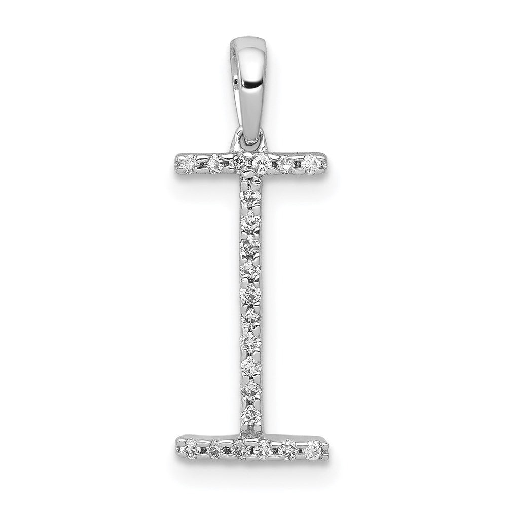 Million Charms 14K White Gold Themed Diamond Alphabet Letter Initial I Pendant